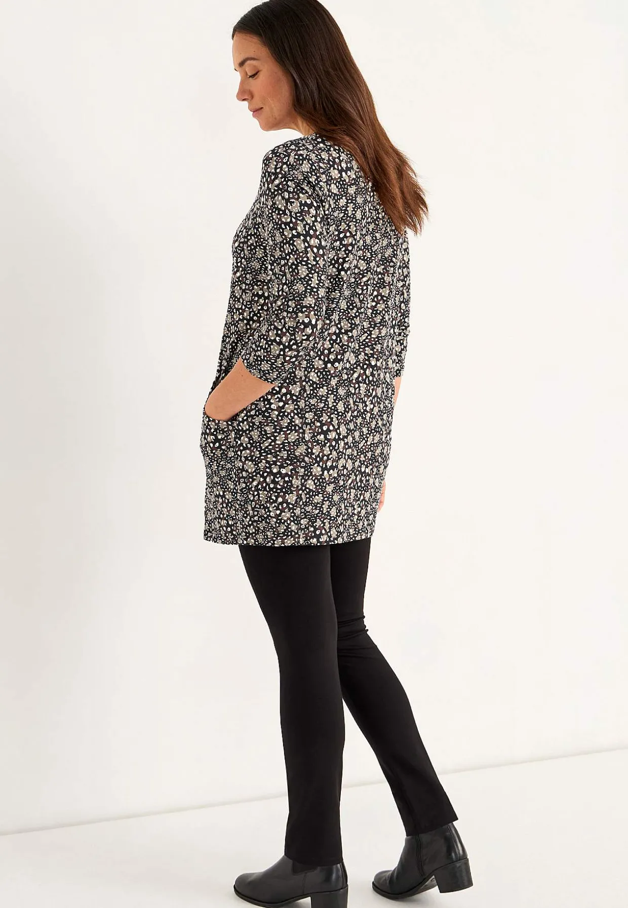 Mønstret jerseytunika med lommer