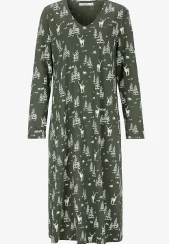Mønstret natkjole med lange ærmer