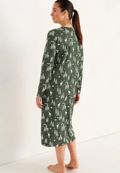 Mønstret natkjole med lange ærmer