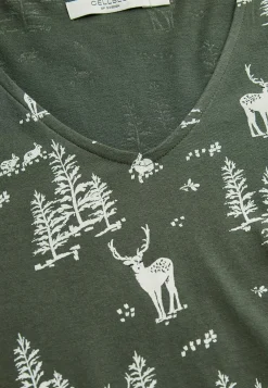 Mønstret natkjole med lange ærmer