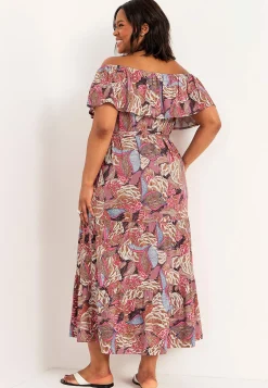 Mønstret off-shoulder-kjole | Cellbes