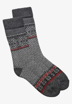 Mønstret strømpe i uldmiks