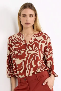 Mønstret viskosebluse