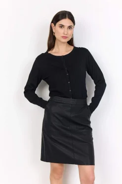 Nederdel med lommer og læderimitation