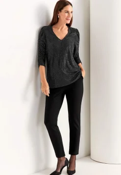 Paillet top med 3/4 ærmer