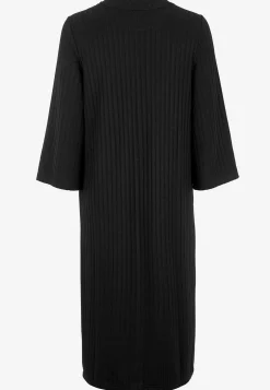 Ribbet jerseykjole med høj slids