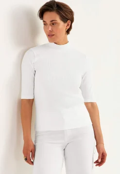 Ribbet top med turtleneck