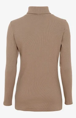 Ribbet turtleneck trøje i økologisk bomuld