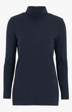 Ribbet turtleneck trøje i økologisk bomuld