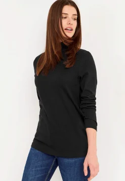 Ribbet turtleneck trøje i økologisk bomuld