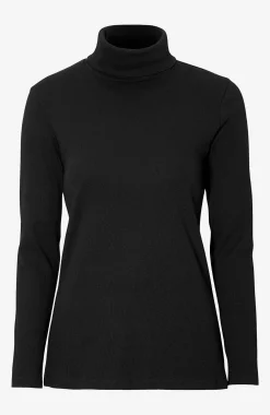 Ribbet turtleneck trøje i økologisk bomuld