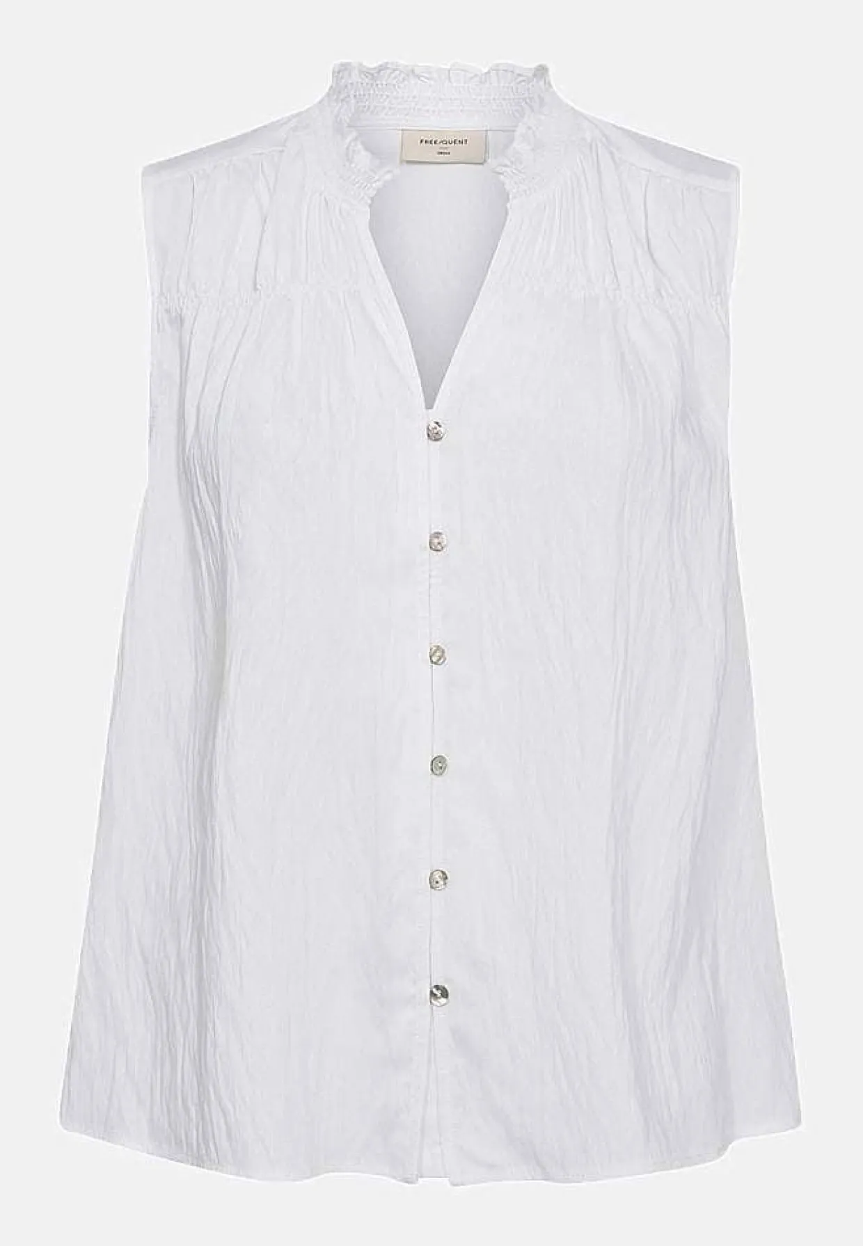 Ærmeløs bluse med rynkedetaljer