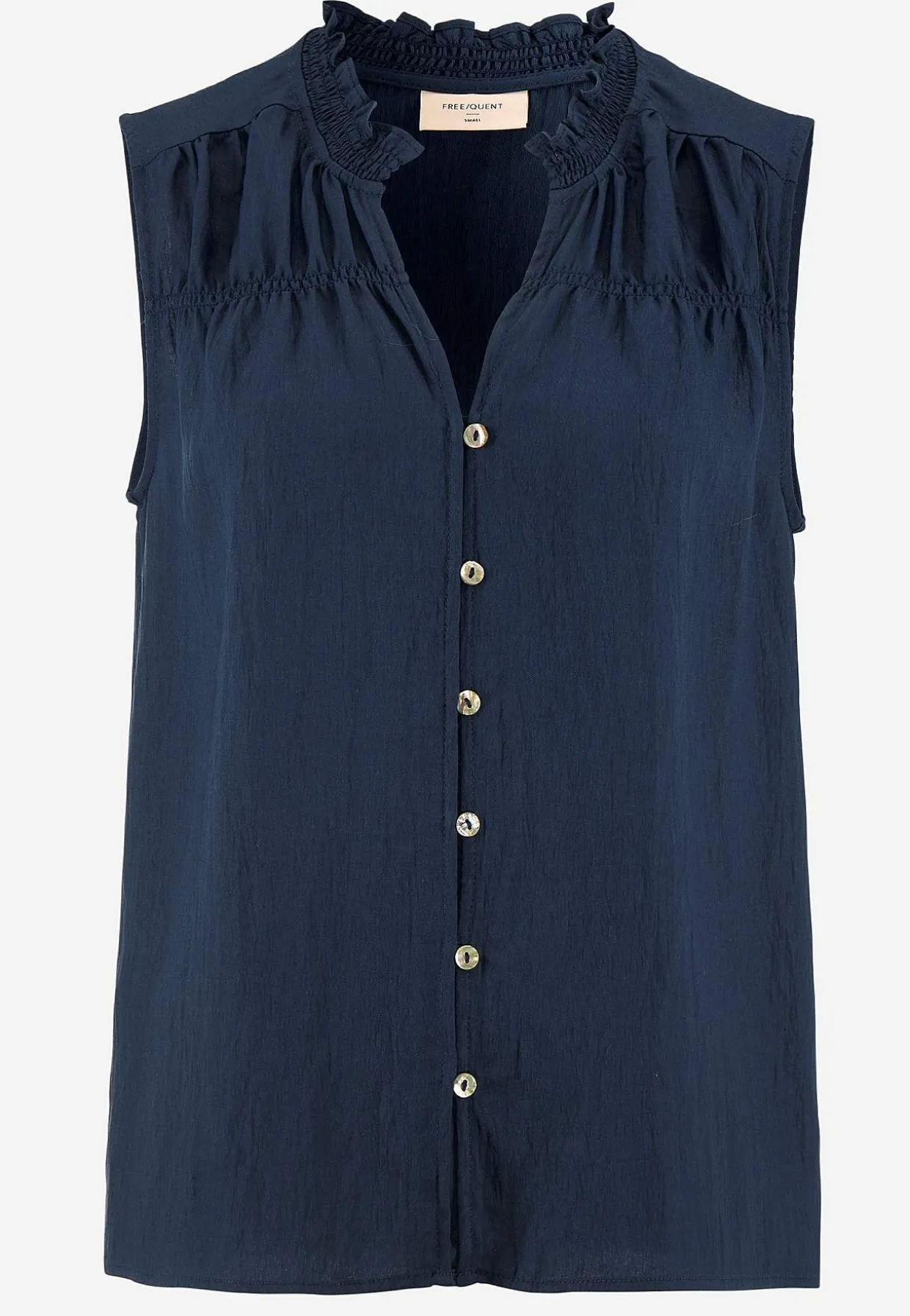 Ærmeløs bluse med rynkedetaljer