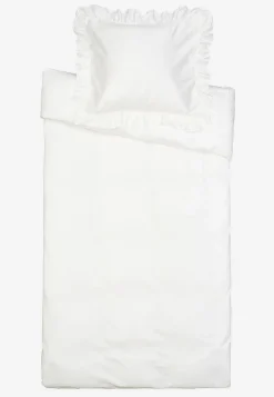 Sengesæt i satin med volanter Økologisk bomuld