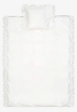 Sengesæt i satin med volanter Økologisk bomuld