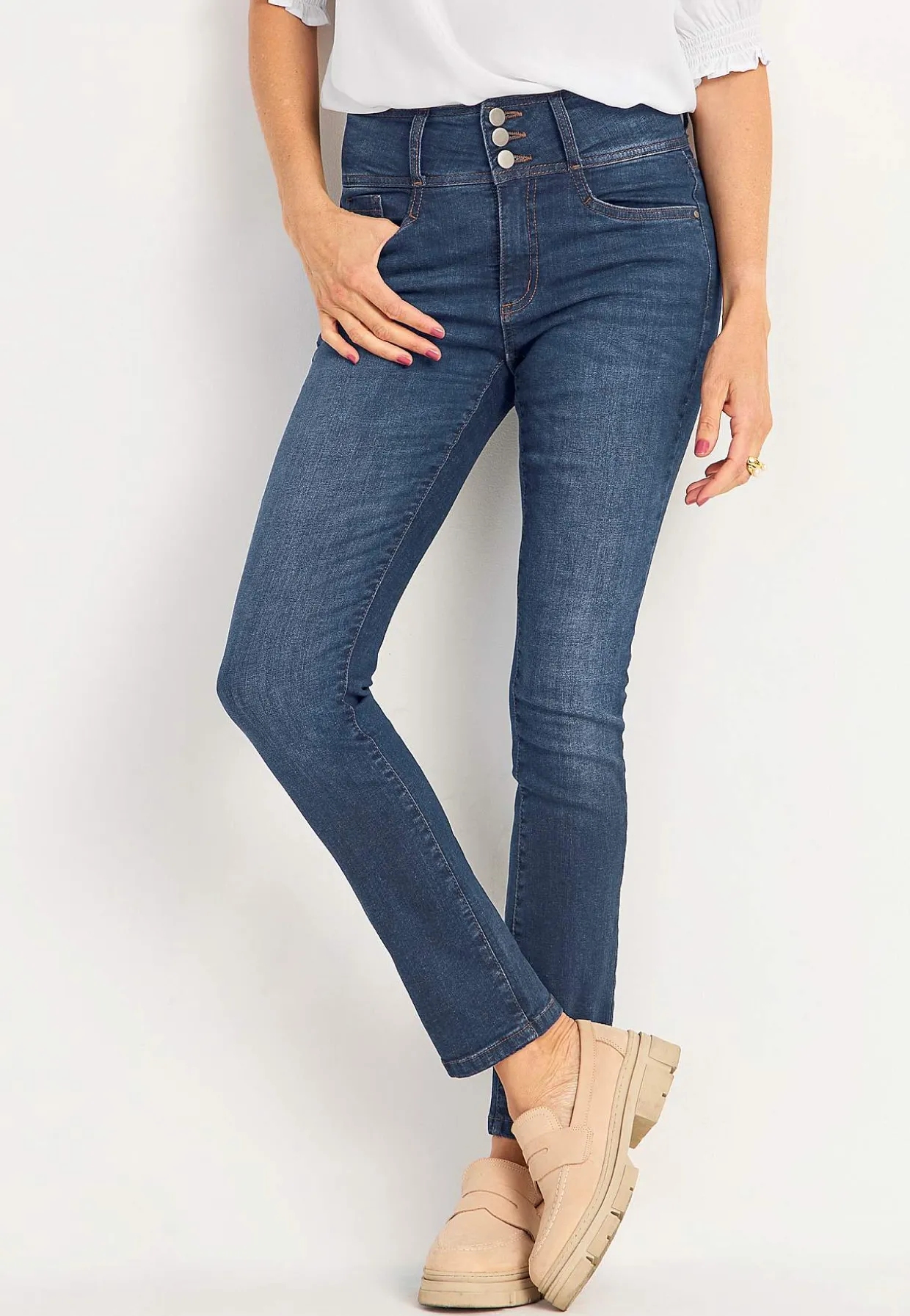 Smalle jeans med høj talje - tre længder Jennifer