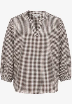 Småternet bluse i seersucker