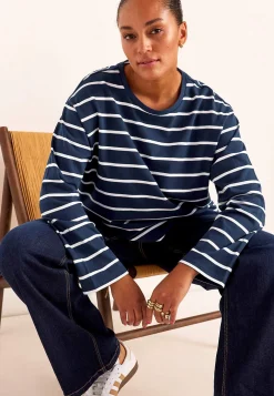 Stribet jerseytop i økologisk bomuld | Cellbes