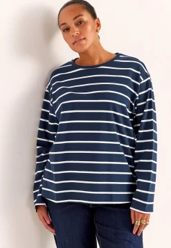 Stribet jerseytop i økologisk bomuld | Cellbes