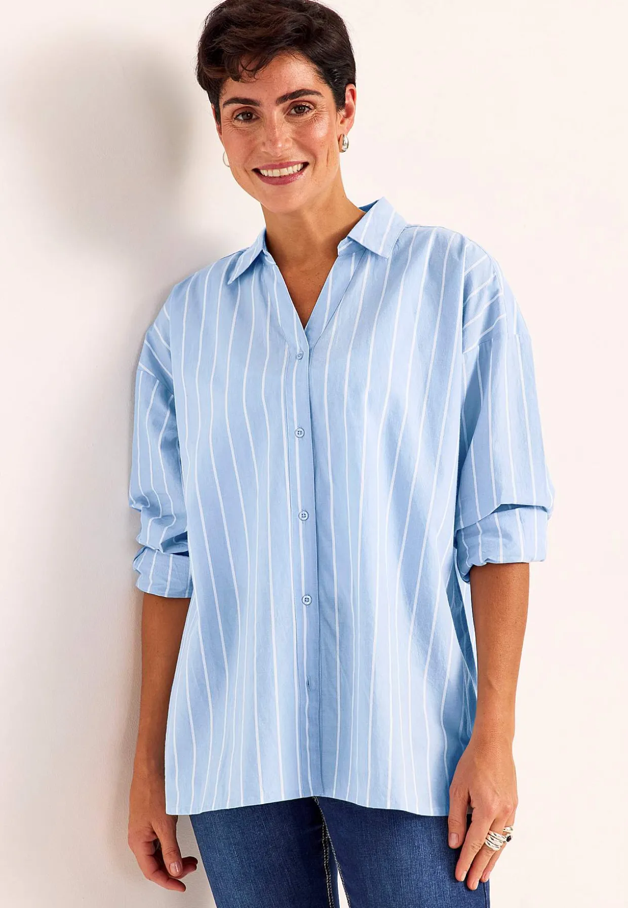 Stribet lang skjorte