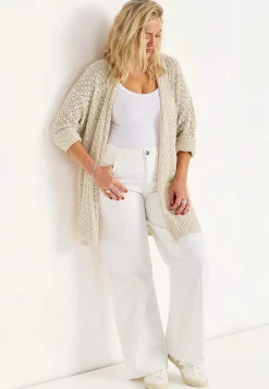 Strikket cardigan med hulmønster | Cellbes