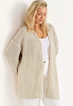 Strikket cardigan med hulmønster | Cellbes