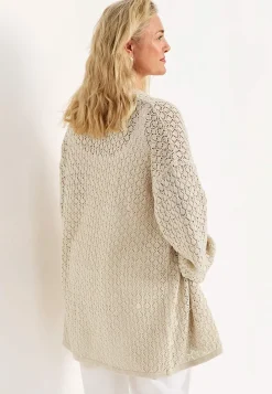 Strikket cardigan med hulmønster | Cellbes