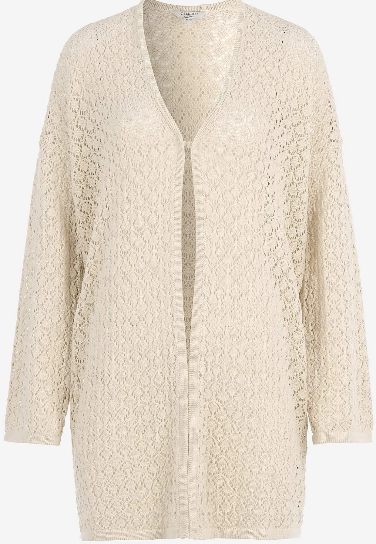 Strikket cardigan med hulmønster | Cellbes