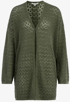 Strikket cardigan med hulmønster | Cellbes