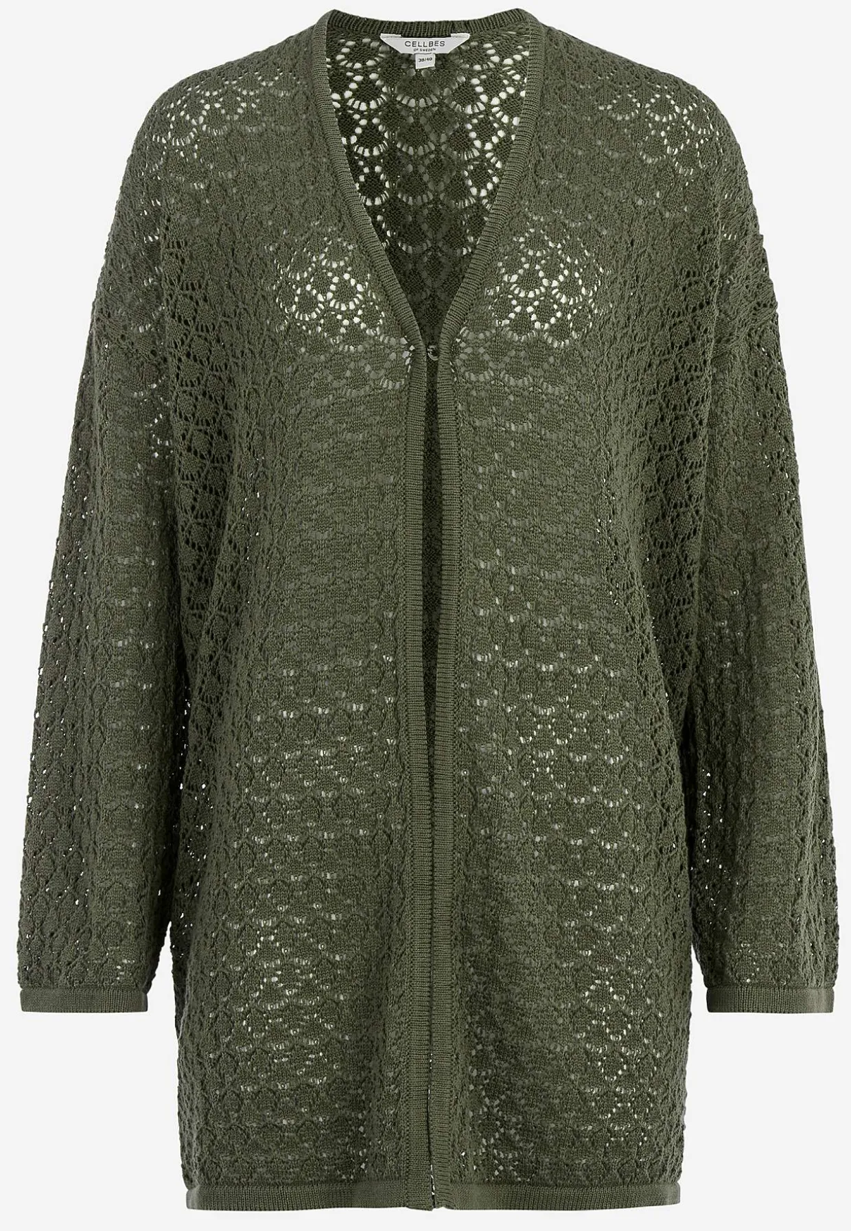 Strikket cardigan med hulmønster | Cellbes