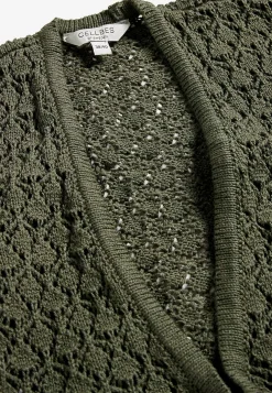 Strikket cardigan med hulmønster | Cellbes