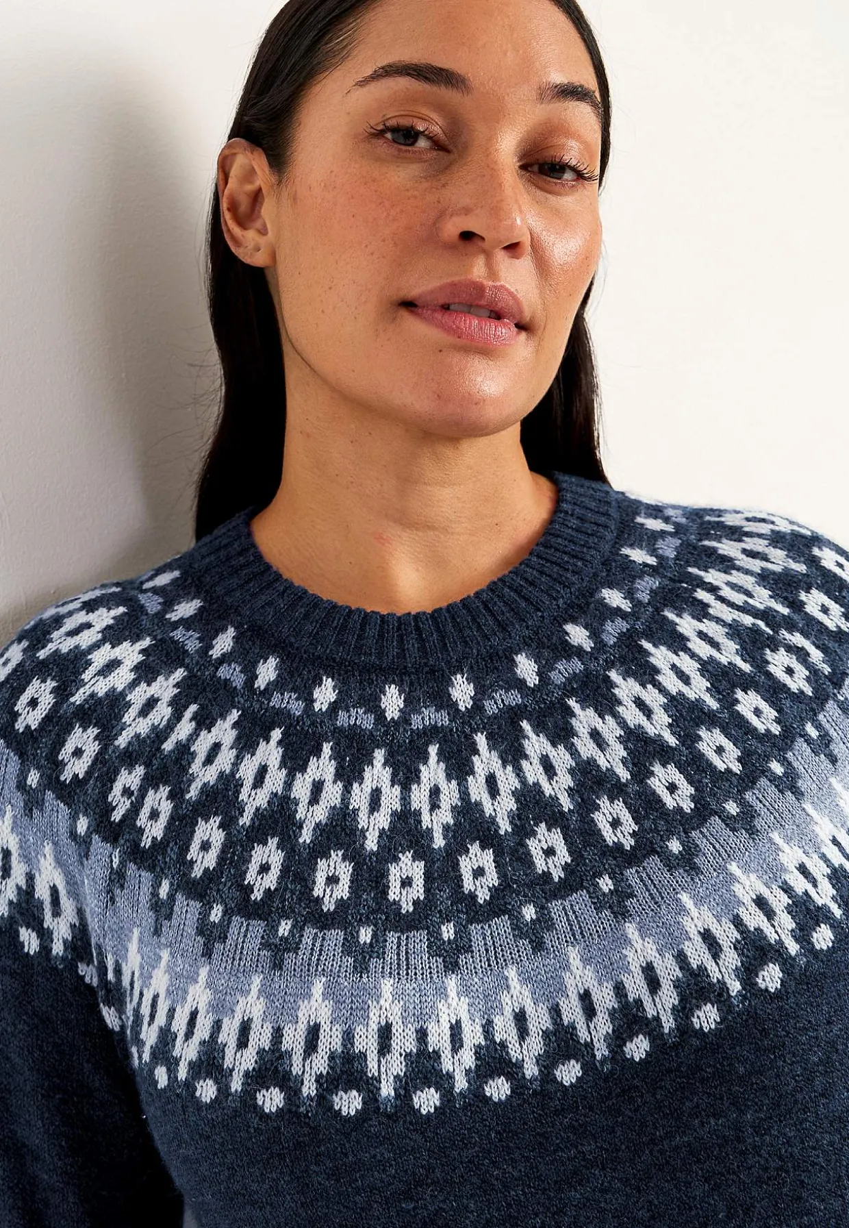 Strikket, jacquardmønstret kjole