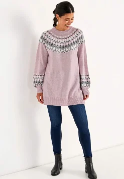 Strikket, jacquardmønstret trøje