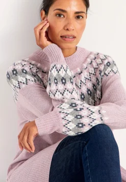 Strikket, jacquardmønstret trøje