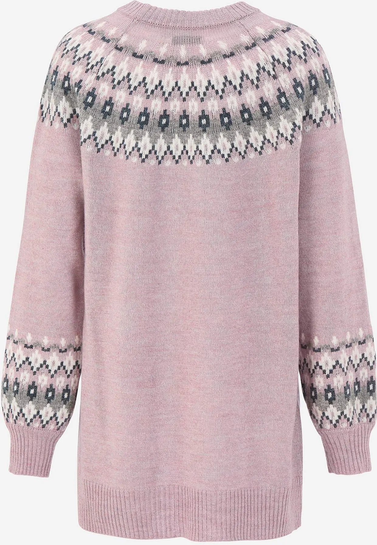 Strikket, jacquardmønstret trøje
