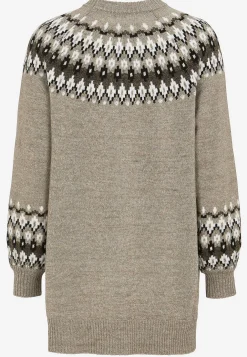 Strikket, jacquardmønstret trøje