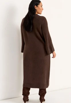 Strikket kjole med høj slids