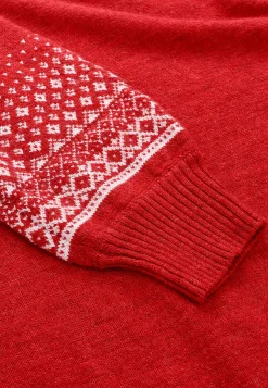 Strikket kjole med jacquardmønstrede ærmer