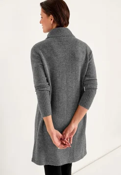 Strikket polotrøje med slå-om detalje foran