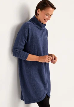 Strikket polotrøje med slå-om detalje foran