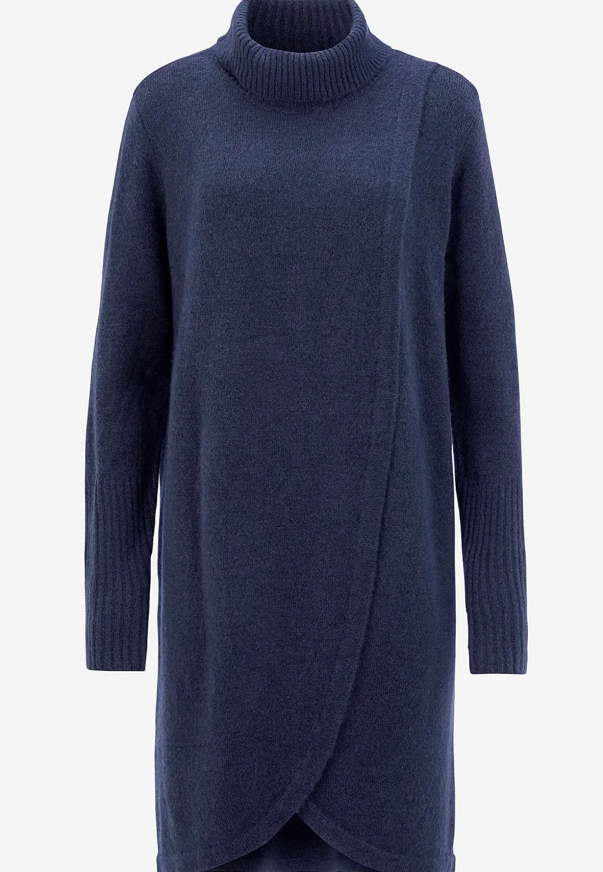 Strikket polotrøje med slå-om detalje foran