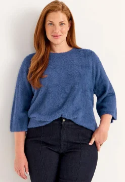 Strikket trøje med 3/4 ærmer