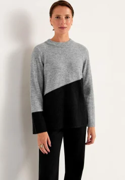 Strikket trøje med afrundet krave | Cellbes