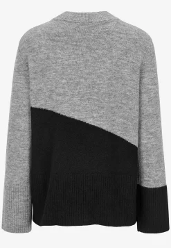 Strikket trøje med afrundet krave | Cellbes