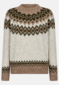Strikket trøje med jacquardmønster