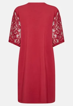 Superblød jerseykjole med blondeærmer