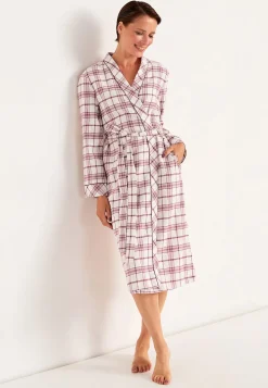 Ternet morgenkåbe i flonel