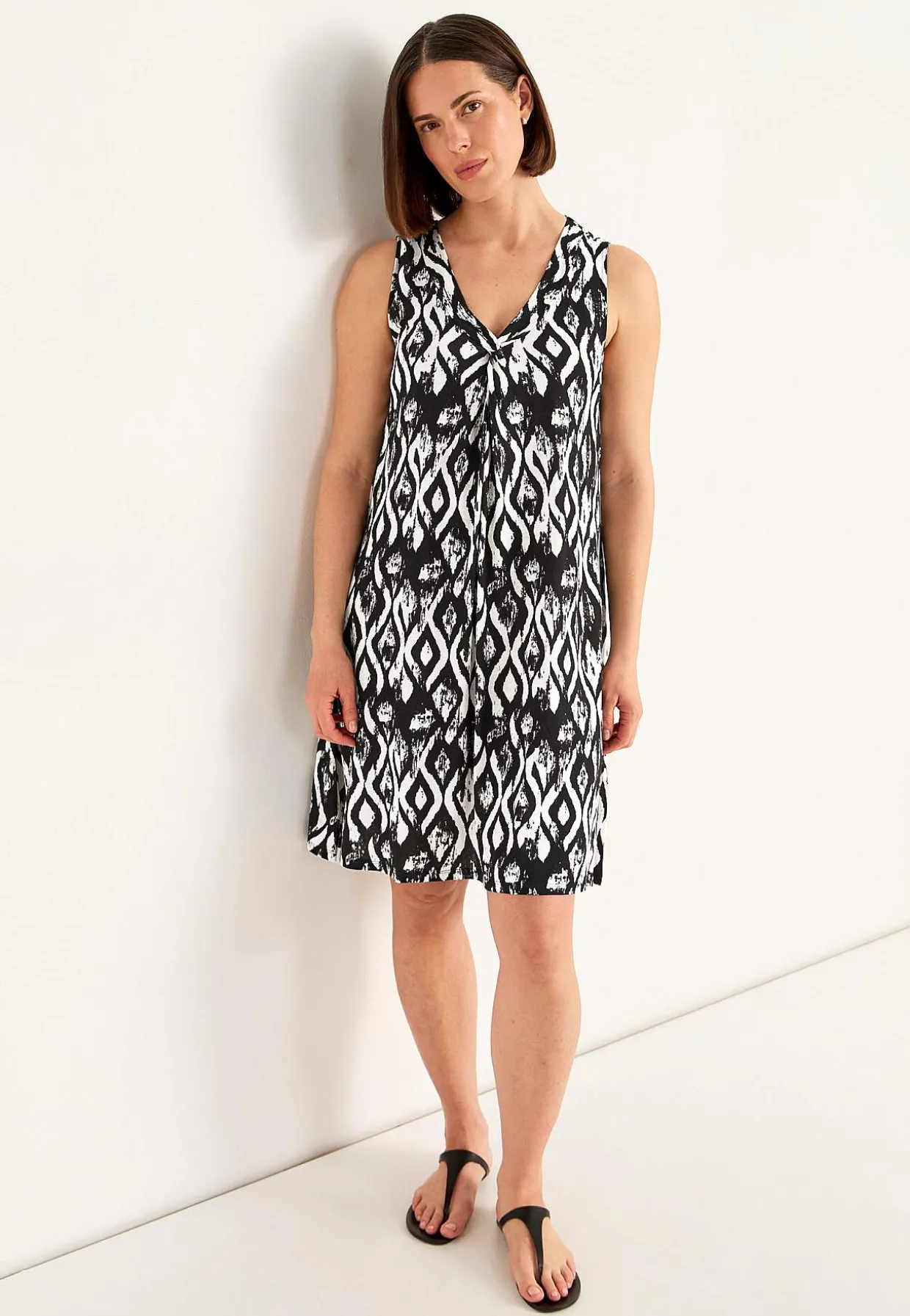 V-udskåret, ærmeløs jerseykjole