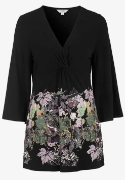 V-udskåret tunika med snoet rynkedetalje