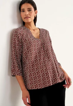 V-udskåret, vævet bluse